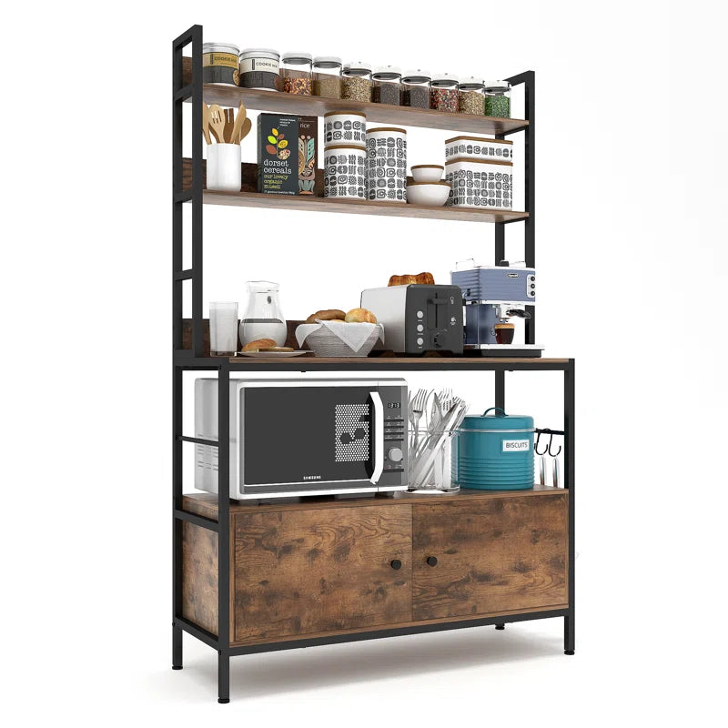 Kitchen Racks: 39.3'' Baker's rack made of steel that is compatible with microwaves
