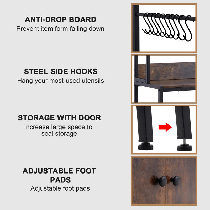 Kitchen Racks: 39.3'' Baker's rack made of steel that is compatible with microwaves