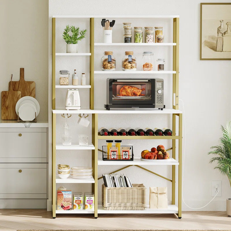 Kitchen Rack: 39.4'' Standard Baker's Rack made of Wood and Compatibility with Microwave