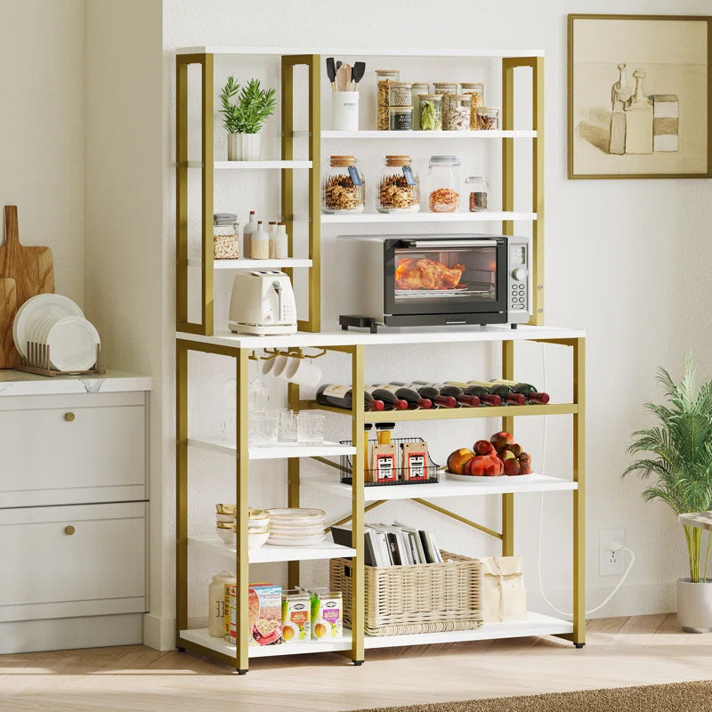 Kitchen Rack: 39.4'' Standard Baker's Rack made of Wood and Compatibility with Microwave
