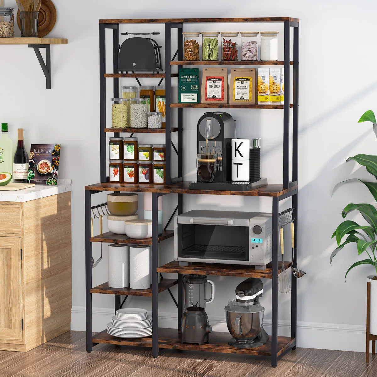 Kitchen Rack: 39.4'' Iron Standard Baker's Rack with Microwave Compatibility