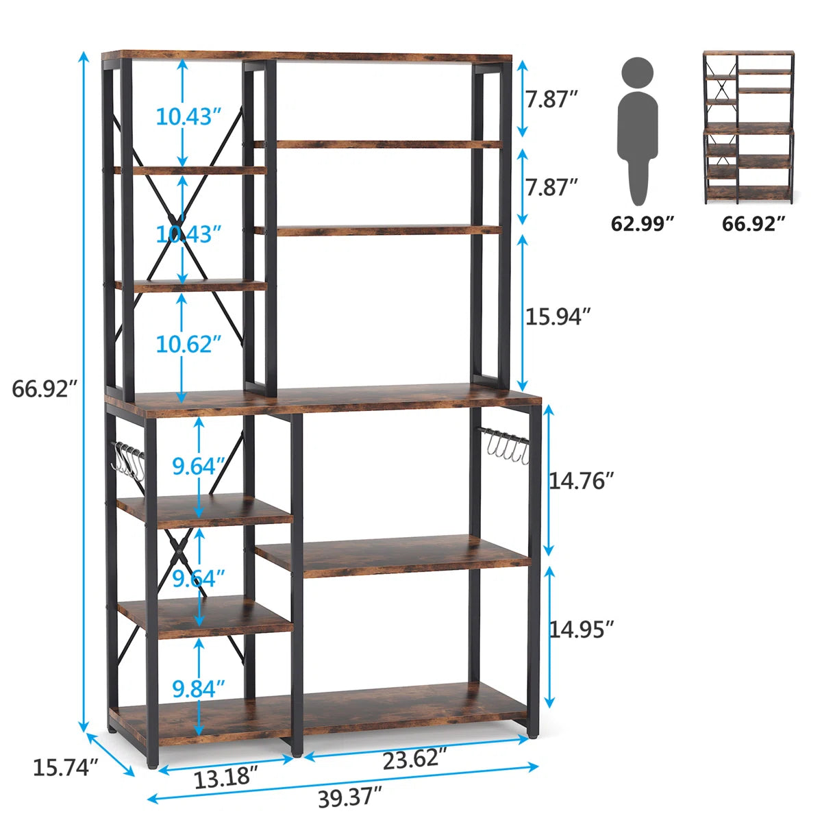 Kitchen Rack: 39.4'' Iron Standard Baker's Rack with Microwave Compatibility