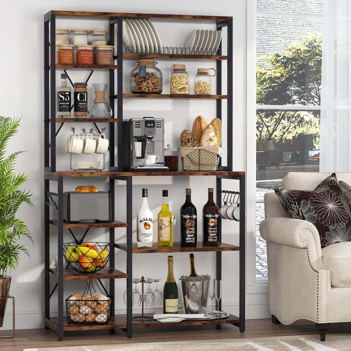 Kitchen Rack: 39.4'' Iron Standard Baker's Rack with Microwave Compatibility