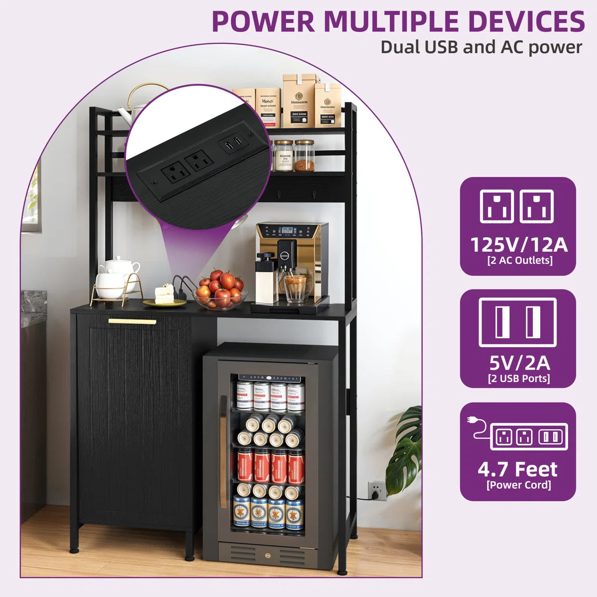 Kitchen Rack: 39.4'' Metal Baker's Rack With Microwave Compatibility
