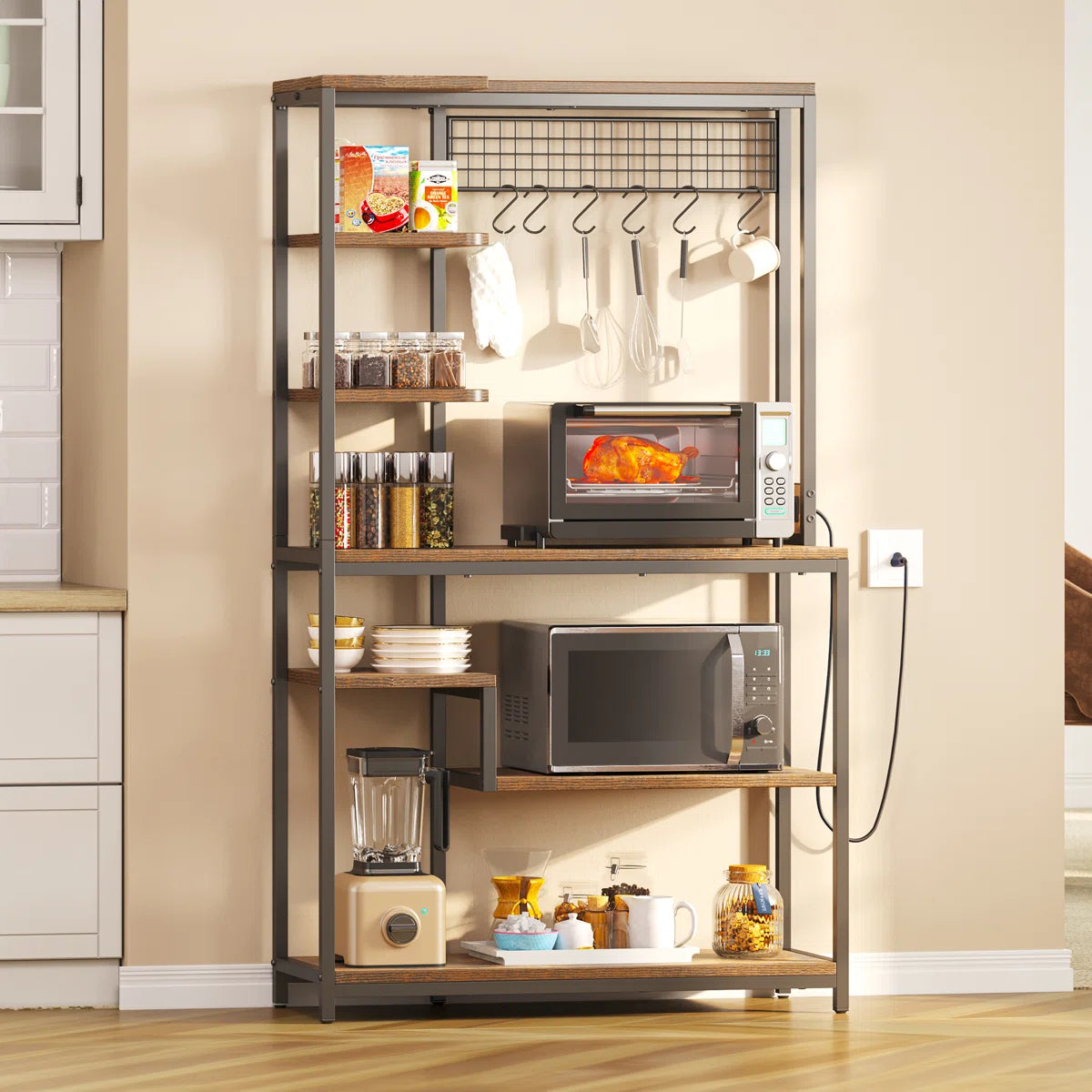 Kitchen Rack: 39.4"W Standard Baker's Rack with Microwave Compatibility