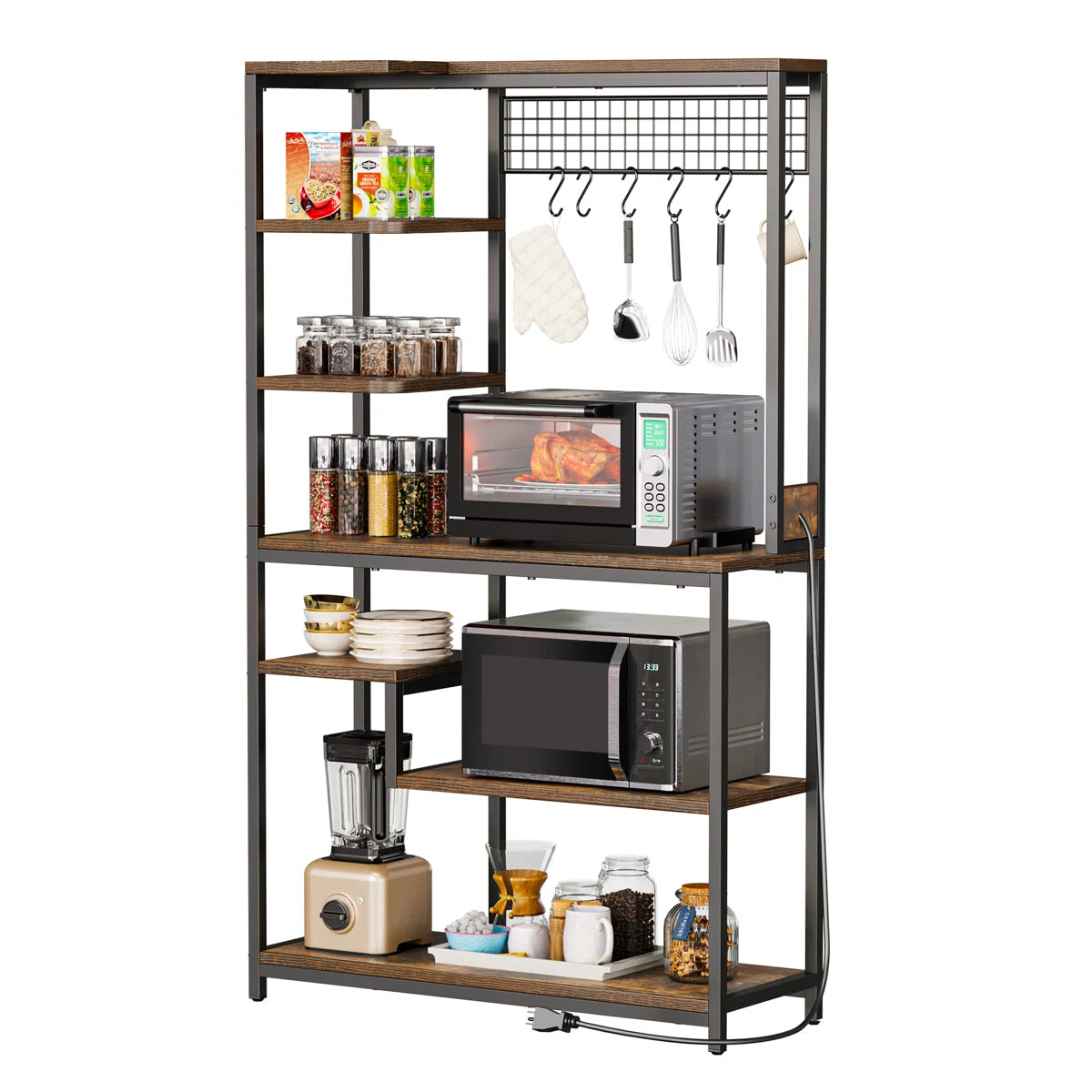 Kitchen Rack: 39.4"W Standard Baker's Rack with Microwave Compatibility