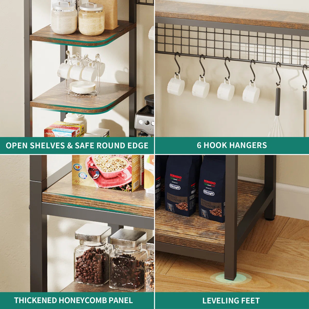 Kitchen Rack: 39.4"W Standard Baker's Rack with Microwave Compatibility