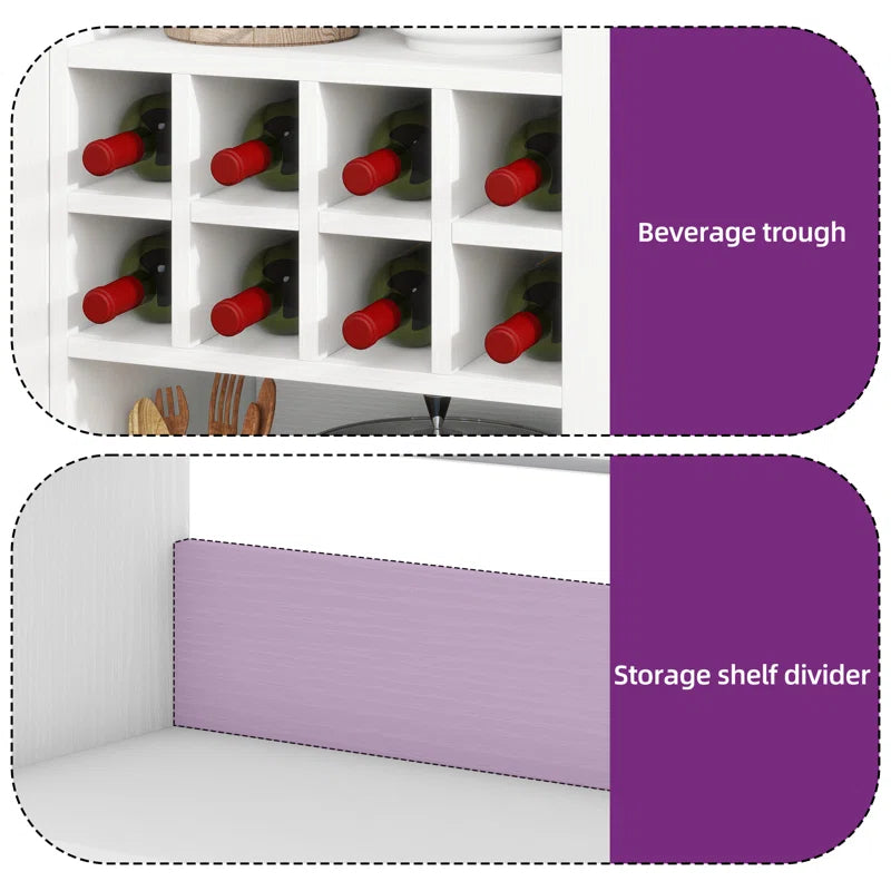 Kitchen Racks: 39.4'' Wood Baker's Rack with Trash Can Bin Cabinet and Microwave Compatibility