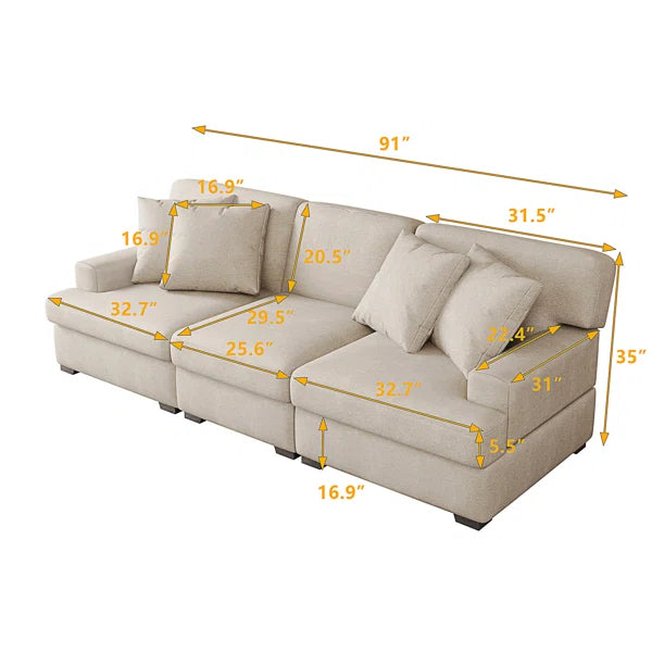 3 Seat Sofa with Removable Back, Couch, Couches, Sofas