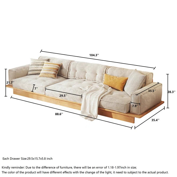 3 Seater Sofa: 104.3'' Upholstered Sofa
