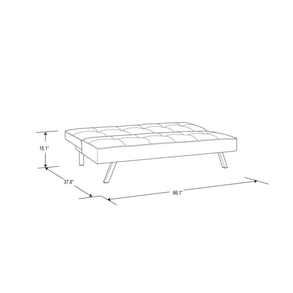3 Seater Sofa: 66.1" Armless Tufted Convertible Sleeper Futon Sofa