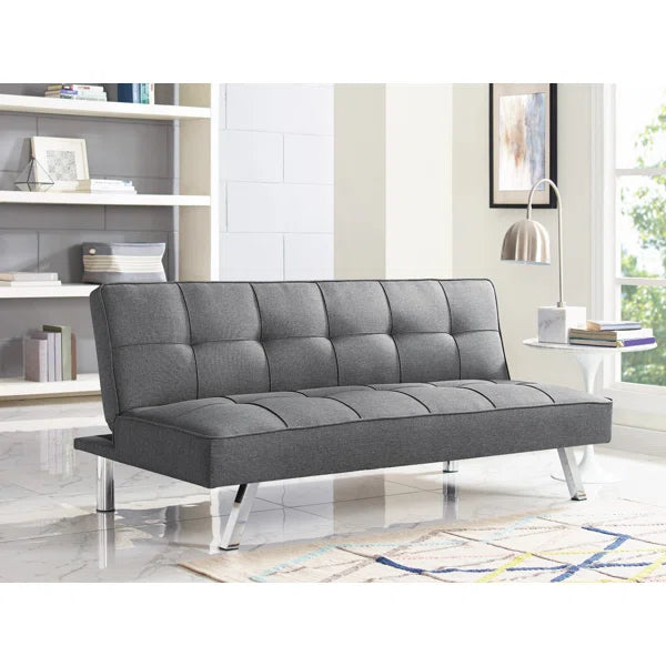 3 Seater Sofa: 66.1" Armless Tufted Convertible Sleeper Futon Sofa