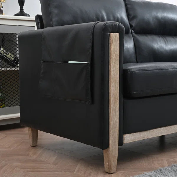 3 Seater Sofa: Sofa 79.53'' Vegan Leather Sofa
