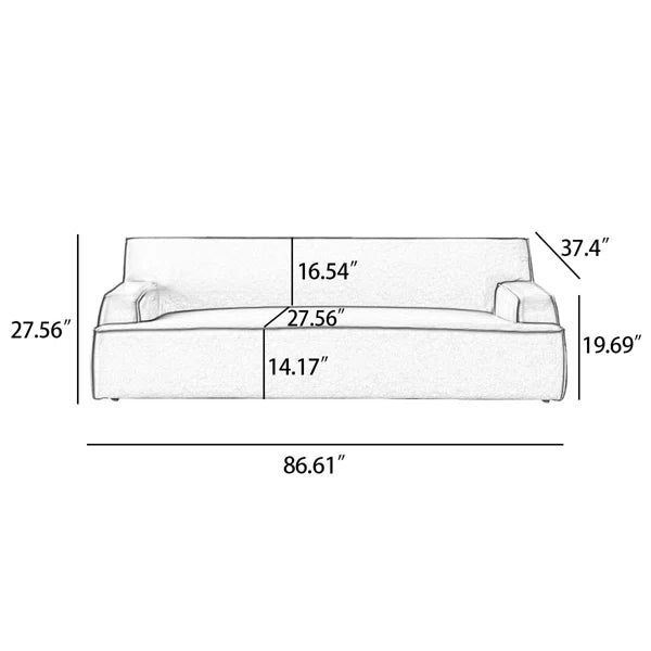 3 Seater Sofa: 86.61'' Vegan Leather Sofa