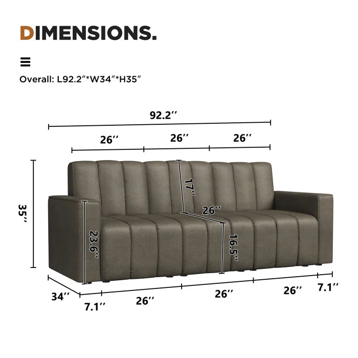 3 Seater Sofa: Amelia-Eve 92.2'' Upholstered Sofa