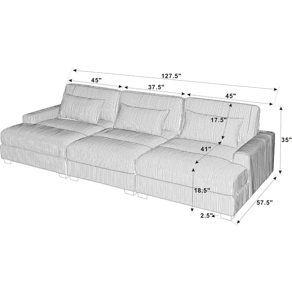 3 Seater Sofa: Antravian 127.5 Upholstered Sofa