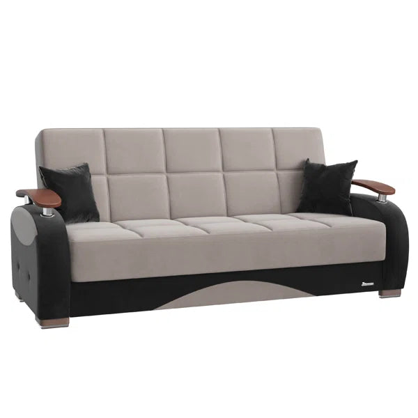 3 Seater Sofa: Fabric Upholstered 3-Seater Twin 3-in-1 Sleeper Sofa Bed with Storage