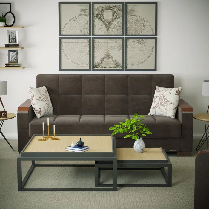 3 Seater Sofa: Legacy X 87 in. Fabric Upholstered 3-Seater Twin 3-in-1 Sleeper Sofa Bed with Storage