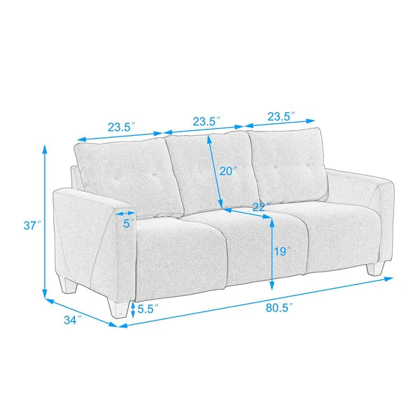 3 Seater Sofa: Glenarden 80.5'' Upholstered Sofa