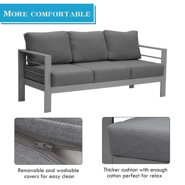3 Seater Sofa: Jaxon 73'' Metal Outdoor Patio Sofa