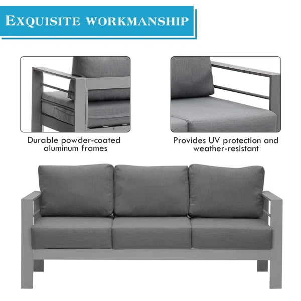 3 Seater Sofa: Jaxon 73'' Metal Outdoor Patio Sofa