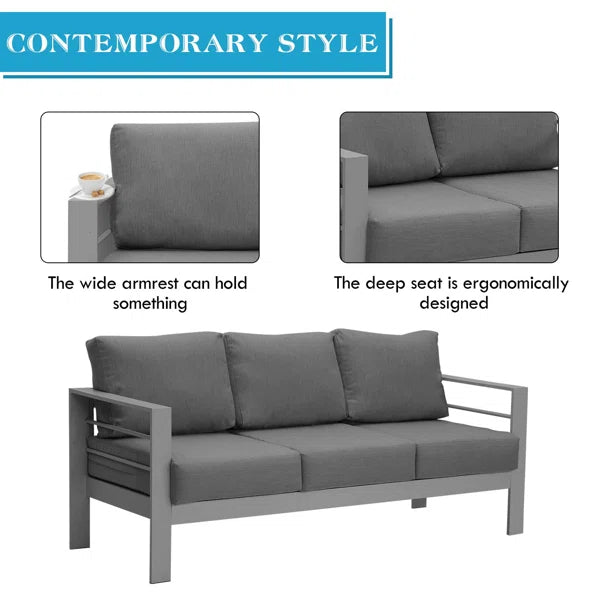 3 Seater Sofa: Jaxon 73'' Metal Outdoor Patio Sofa