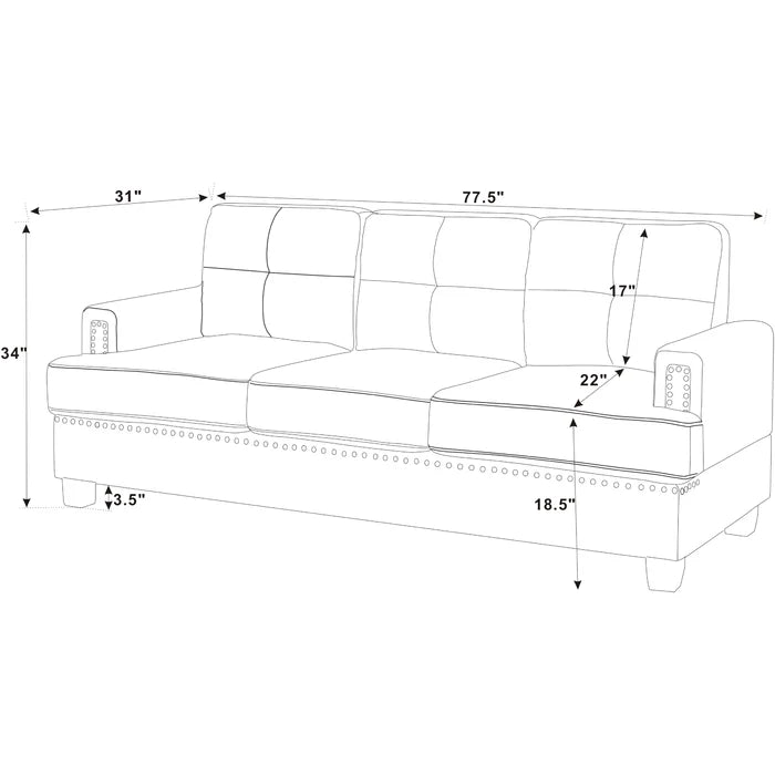 3 Seater Sofa: Knap 77.5'' Upholstered Sofa