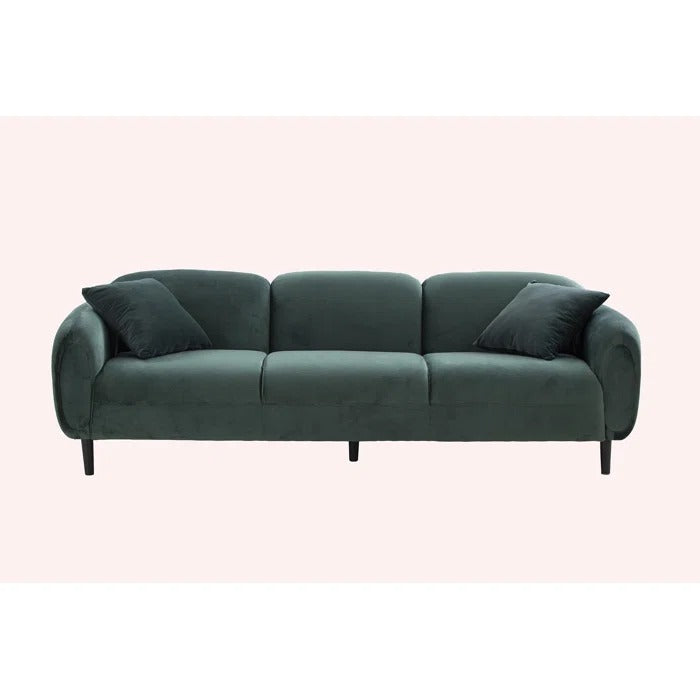 3 Seater Sofa: Mid Century Modern 3 Seater Couch Velveteen Sofa With Solid Wood Leg For Living Room
