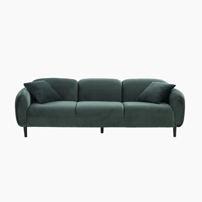 3 Seater Sofa: Mid Century Modern 3 Seater Couch Velveteen Sofa With Solid Wood Leg For Living Room