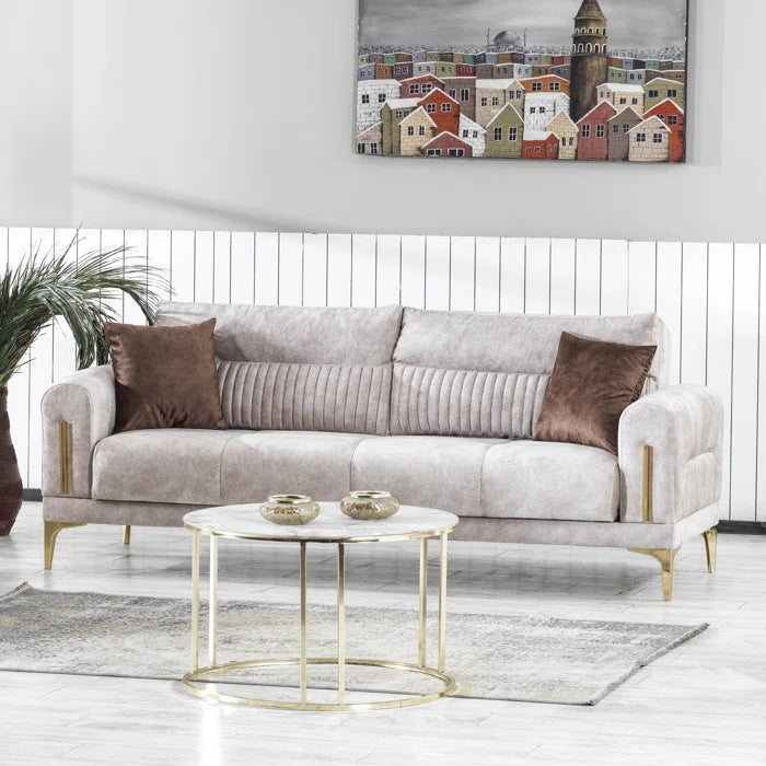 3 Seater Sofa: Moda 86.6 in. Fabric Upholstered 3-Seater Sofa