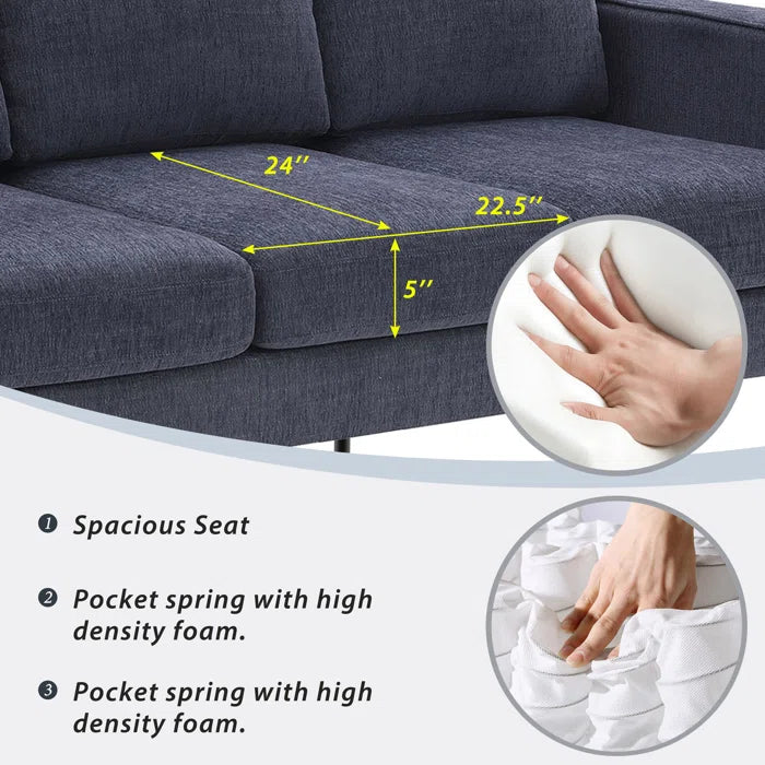 3 Seater Sofa: Modern 3-Piece Sofa Sets With Sturdy Metal Legs