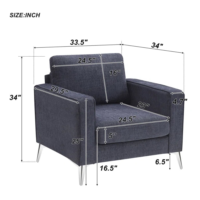 3 Seater Sofa: Modern 3-Piece Sofa Sets With Sturdy Metal Legs