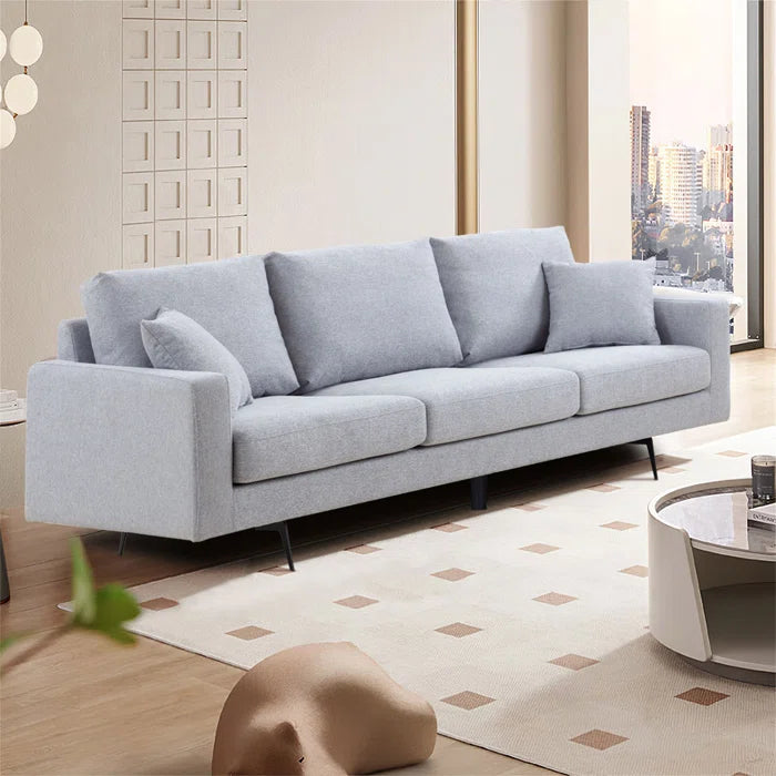 3 Seater Sofa: Modern Three Seat Sofa Couch With 2 Pillows