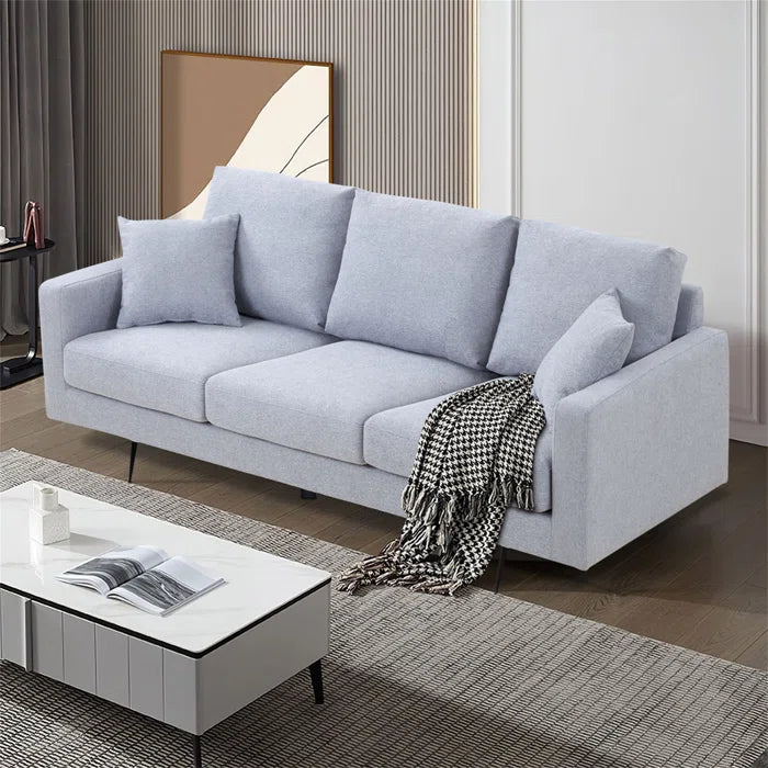3 Seater Sofa: Modern Three Seat Sofa Couch With 2 Pillows