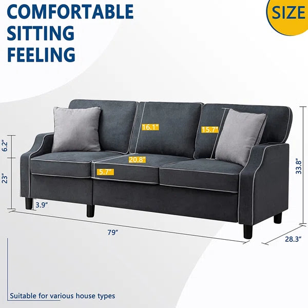 3 Seater Sofa: Selfridge 79'' Upholstered Sofa