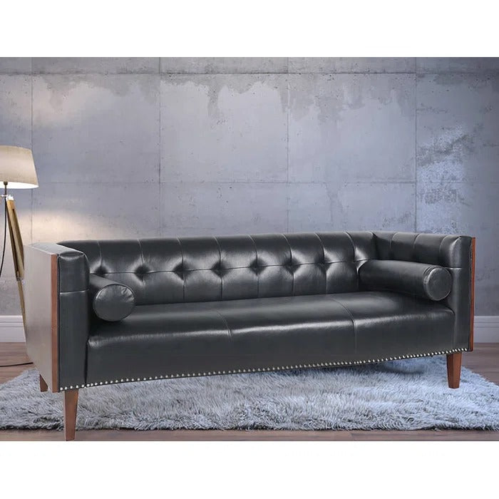 3 Seater Sofa Set: 76.37'' Vegan Leather Sofa