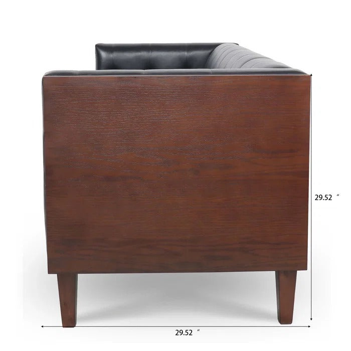 3 Seater Sofa Set: 76.37'' Vegan Leather Sofa