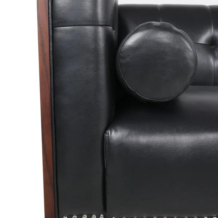 3 Seater Sofa Set: 76.37'' Vegan Leather Sofa