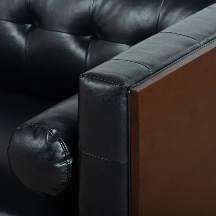 3 Seater Sofa Set: 76.37'' Vegan Leather Sofa