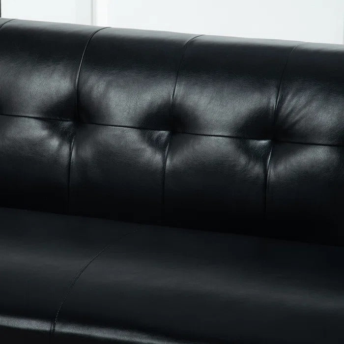 3 Seater Sofa Set: 76.37'' Vegan Leather Sofa