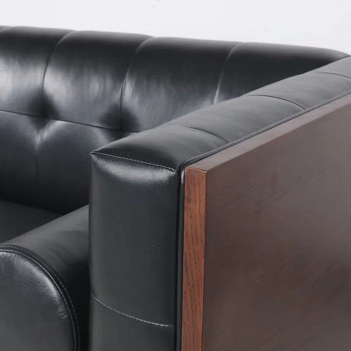 3 Seater Sofa Set: 76.37'' Vegan Leather Sofa