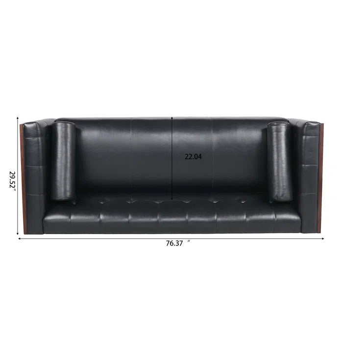 3 Seater Sofa Set: 76.37'' Vegan Leather Sofa