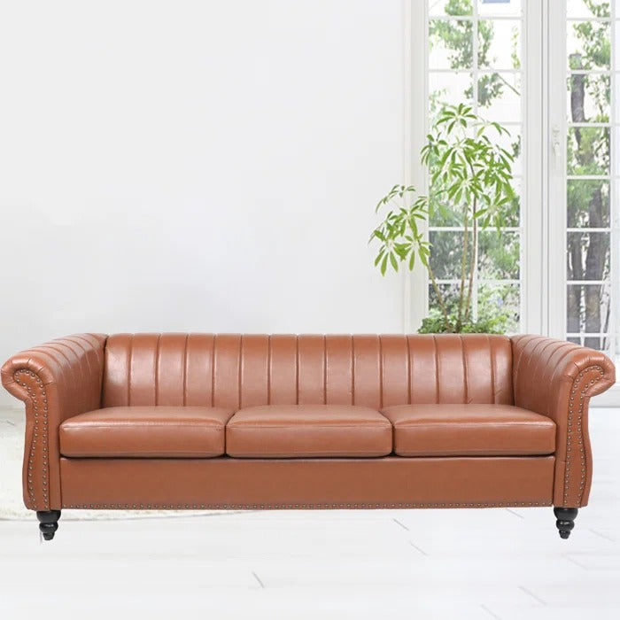 3 Seater Sofa Set: Aruca 84'' Vegan Leather Sofa