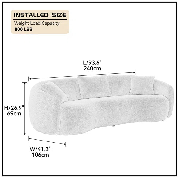 3 Seater Sofa: Yazgur 93.6" Upholstered Sofa