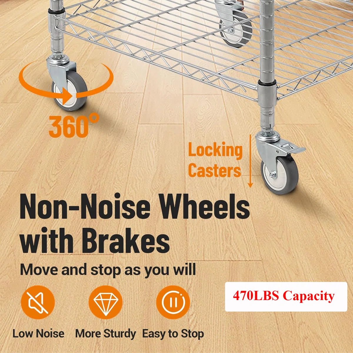 Kitchen Rack: 3 Tiers Rolling Wire Kitchen Utility Cart