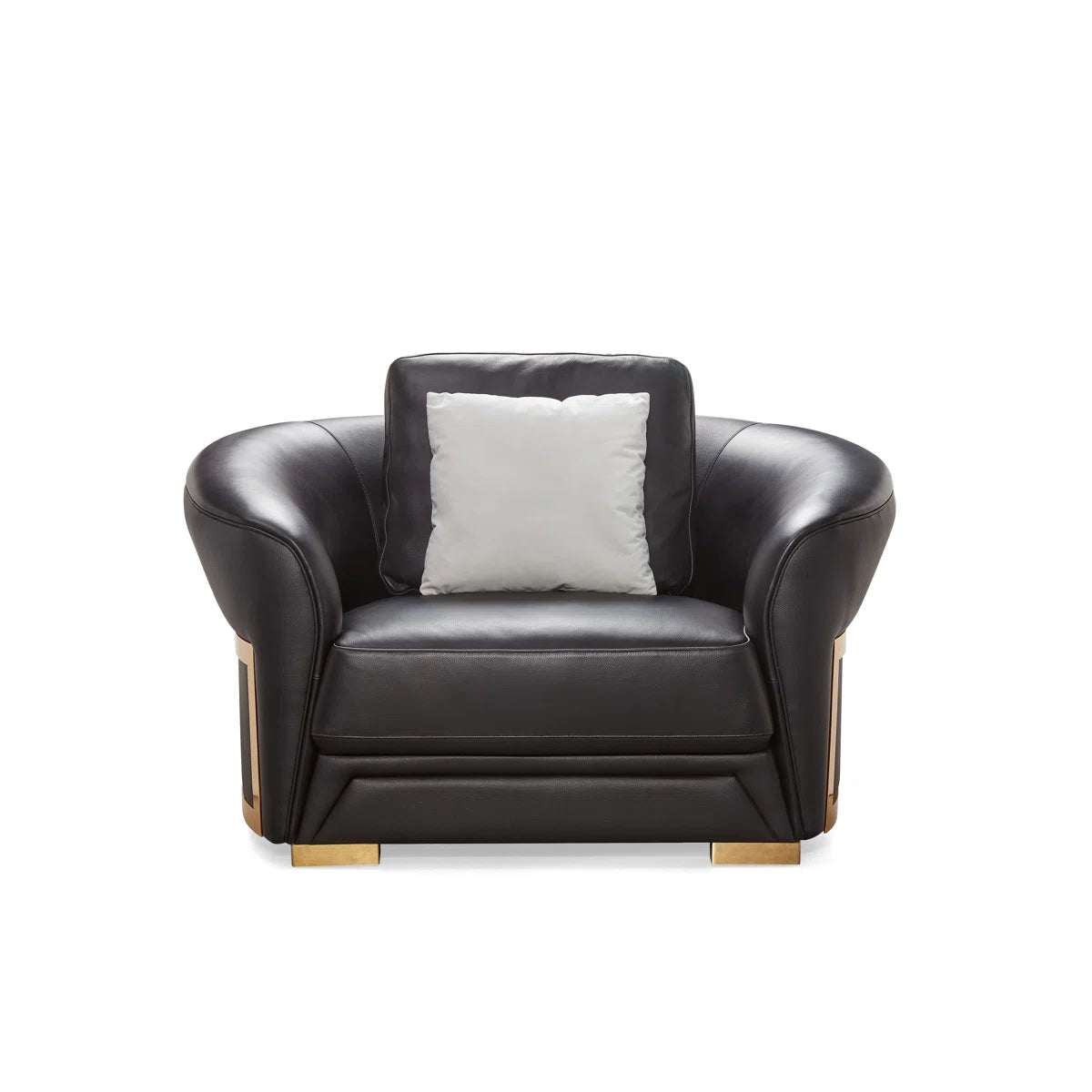 Luxury Sofa Sets: 90'' Wide Genuine Leather 3-Seater Sofa Set with Loveseat and Chair in Cognac Finish
