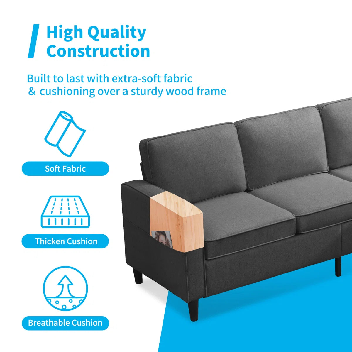 Luxury Sofa Sets: 3-Piece Cotton Blend Sofa, Loveseat & Storage Ottoman