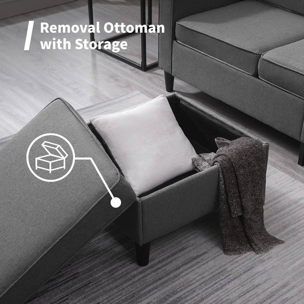 Luxury Sofa Sets: 3-Piece Cotton Blend Sofa, Loveseat & Storage Ottoman