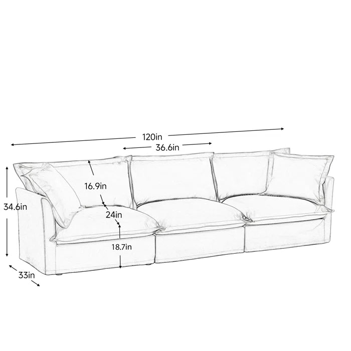 7 Seater Sofa Set: 3-Piece Deep Seat Sofa Set for Living Room Comfort