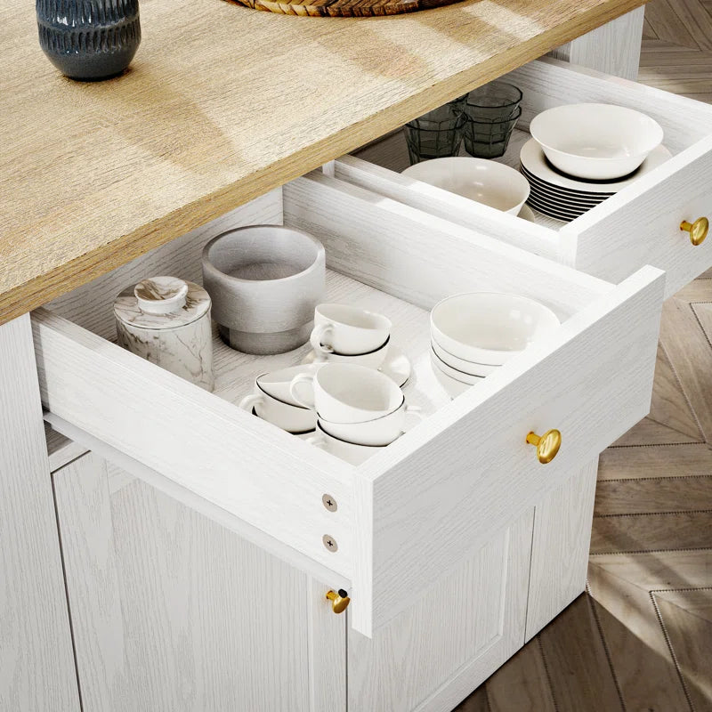 Kitchen Island Table: 47.3'' Wide Compact Set with Stools and Open Storage